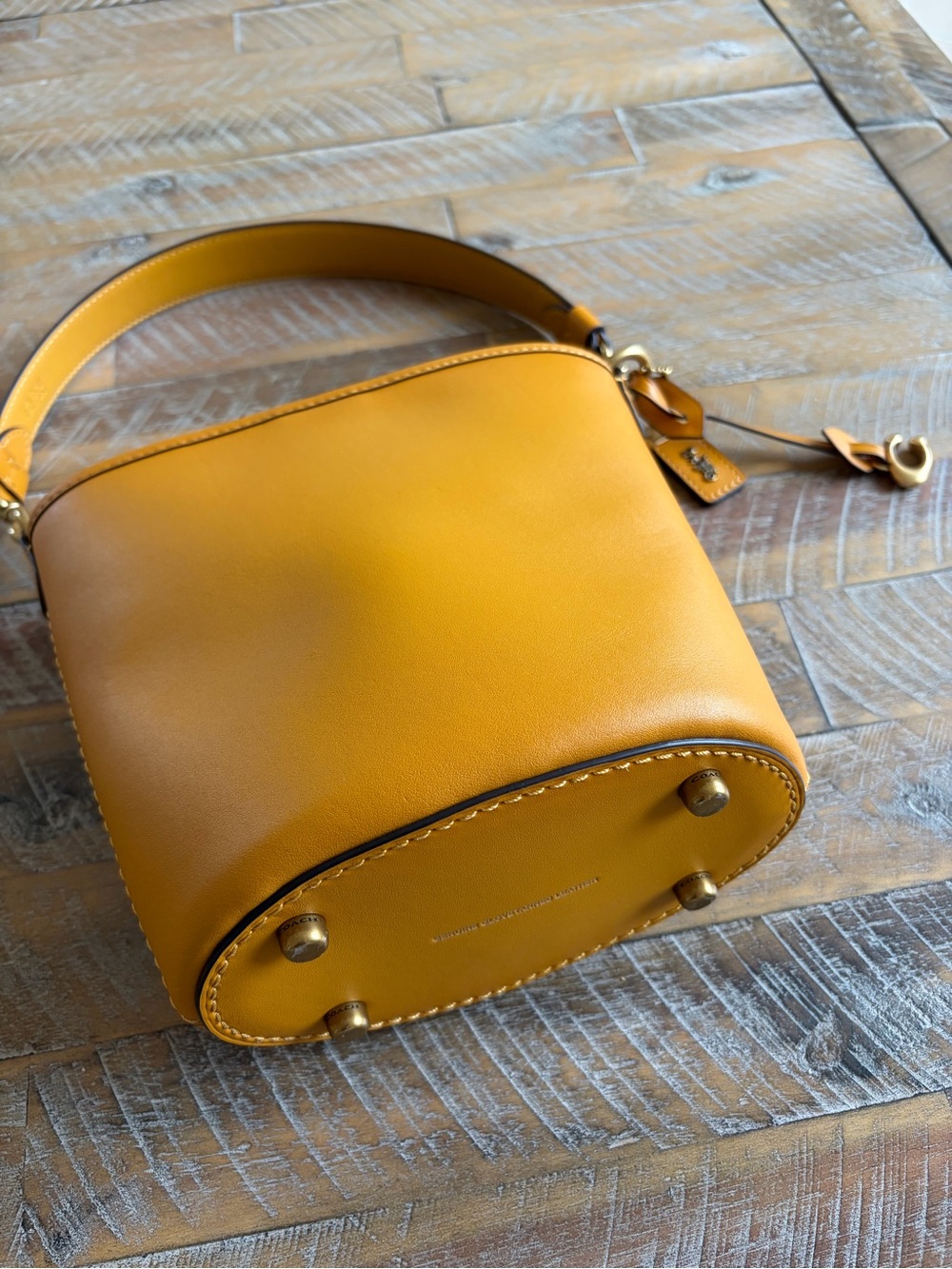 EUC Coach Mustard Leather Bucket Tote with Braided Strap - Picture 2 of 6